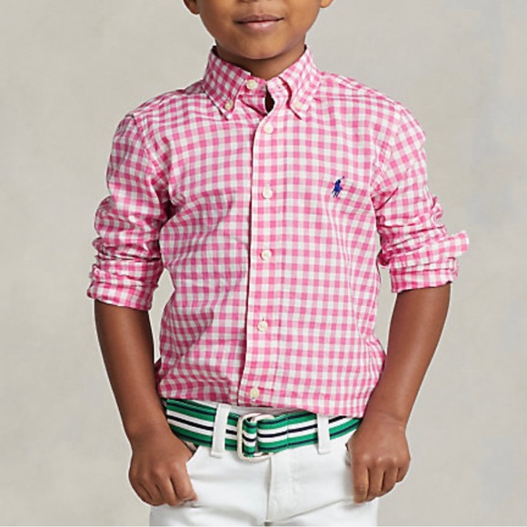 Ralph Lauren Other - Ralph Lauren Gingham Cotton Poplin Shirt Resort Rose White 4 T